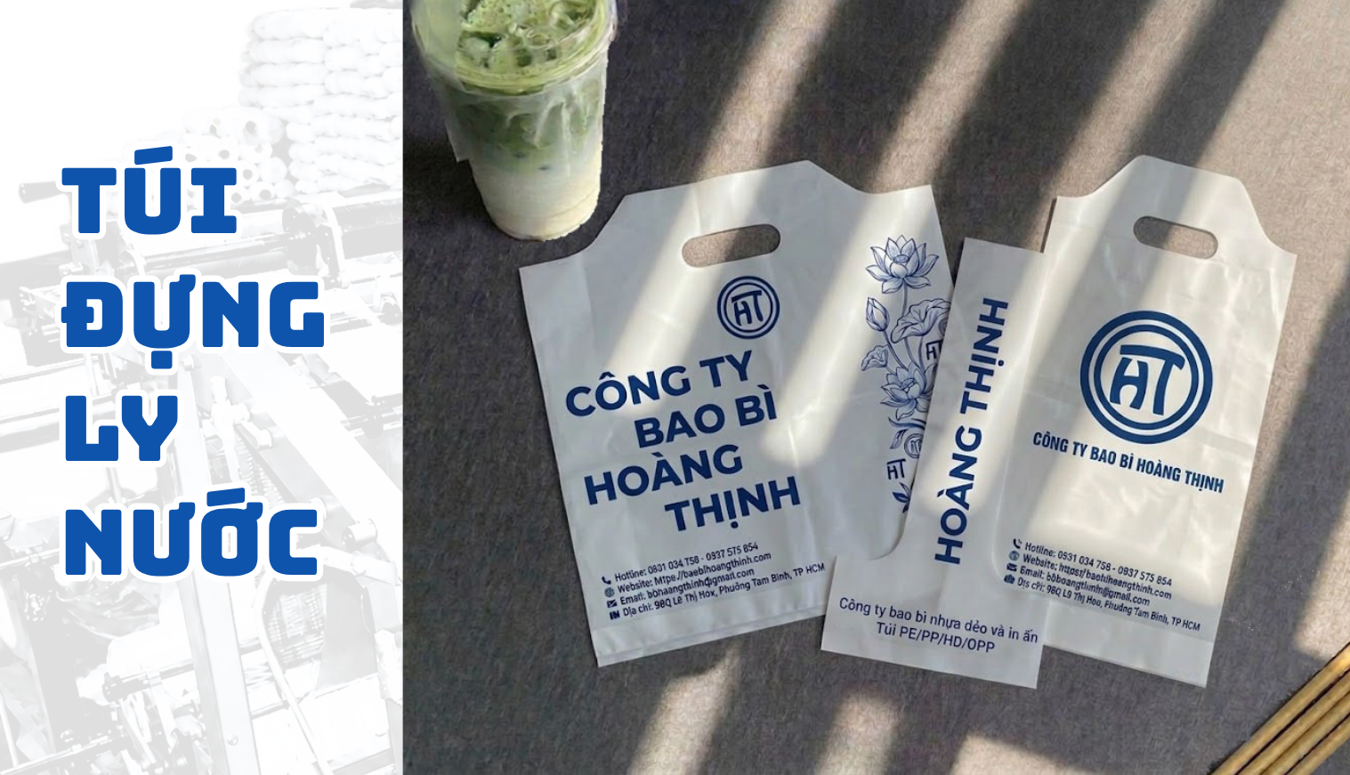 TÚI PE CHỮ T, TÚI ĐỰNG LY NƯỚC MANG ĐI (1 LY, 2 LY): 